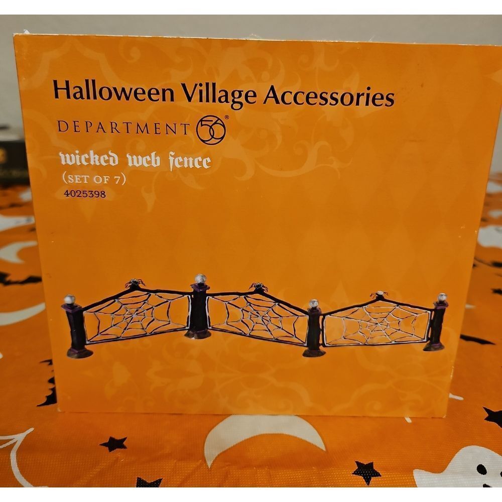 Department 56 Halloween Village Spider Web Fence Accessories